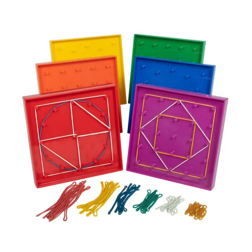 Learning Advantage Geoboard Set – 6 Double-Sided Boards with Bands